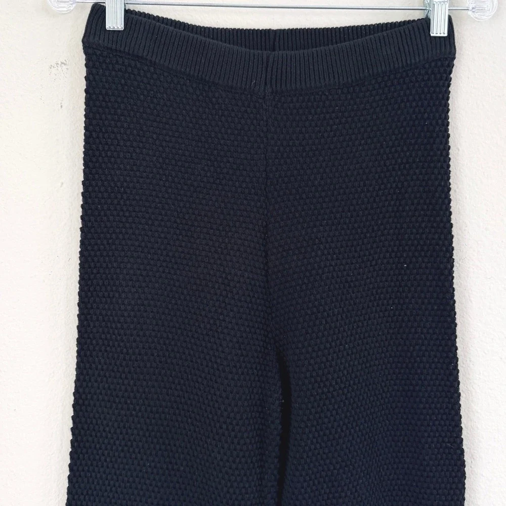 Free People Beach Hailee Waffle Stitch Black Wide Leg Pants Women XS Chunky Knit
